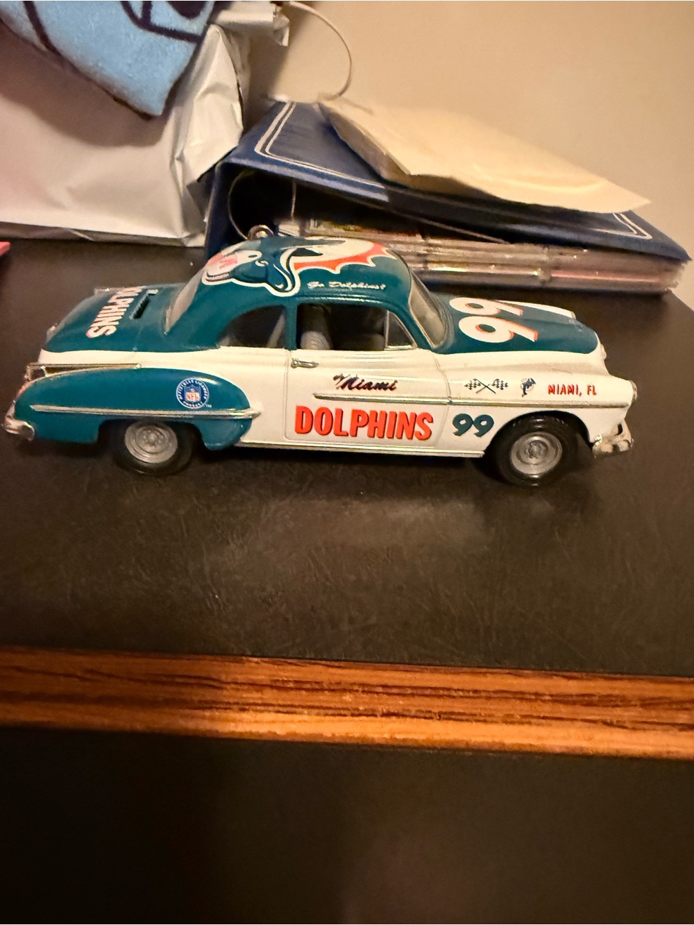 NFL Miami Dolphins Teal and White Die-Cast Race Car Toy